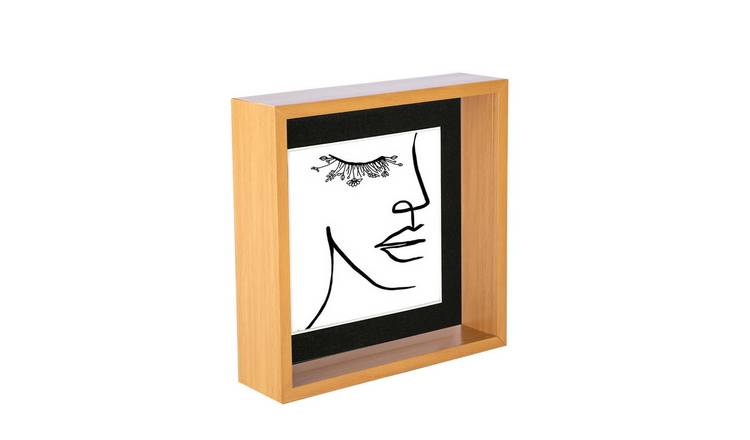 Nicola Spring 3D Deep Box Photo Frame - 8 x 8" with Mount - Light Wood