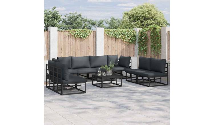 Walplus 8 Piece Garden Sofa Set - Black - 70 x 42 cm