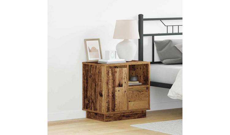 Walplus Pack of 2 2 Drawer Bedside Cabinet - Dark Wood - 50 x 34.5 x 50 cm