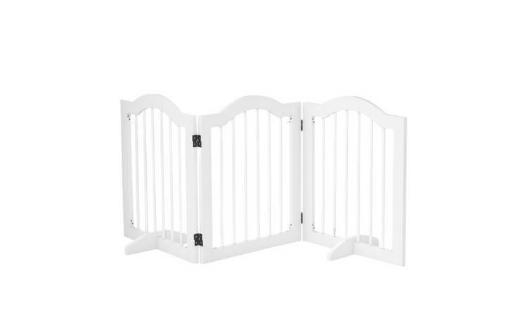 PawHut Wooden Freestanding Foldable Dog Gate - 154.5cm - White