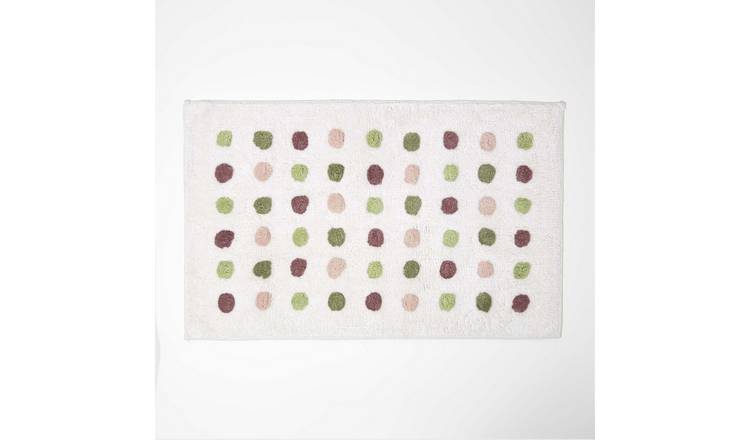 Homescapes Cotton Tufted Polka Dot Bath Mat - Multicoloured