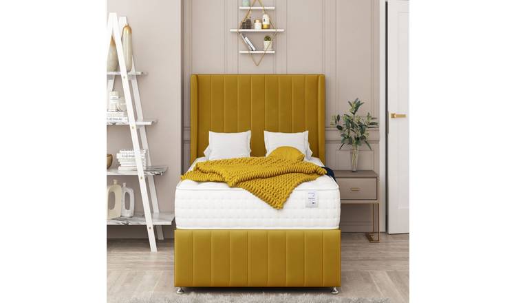 Bed Choices Brisbane Double 2 Drawer 54" Headboard Divan Bed Set - Mustard