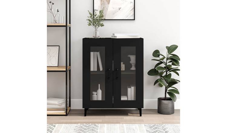 Walplus Engineered Wood 2 Doors Sideboard - Black - 69.5 x 34 x 90 cm