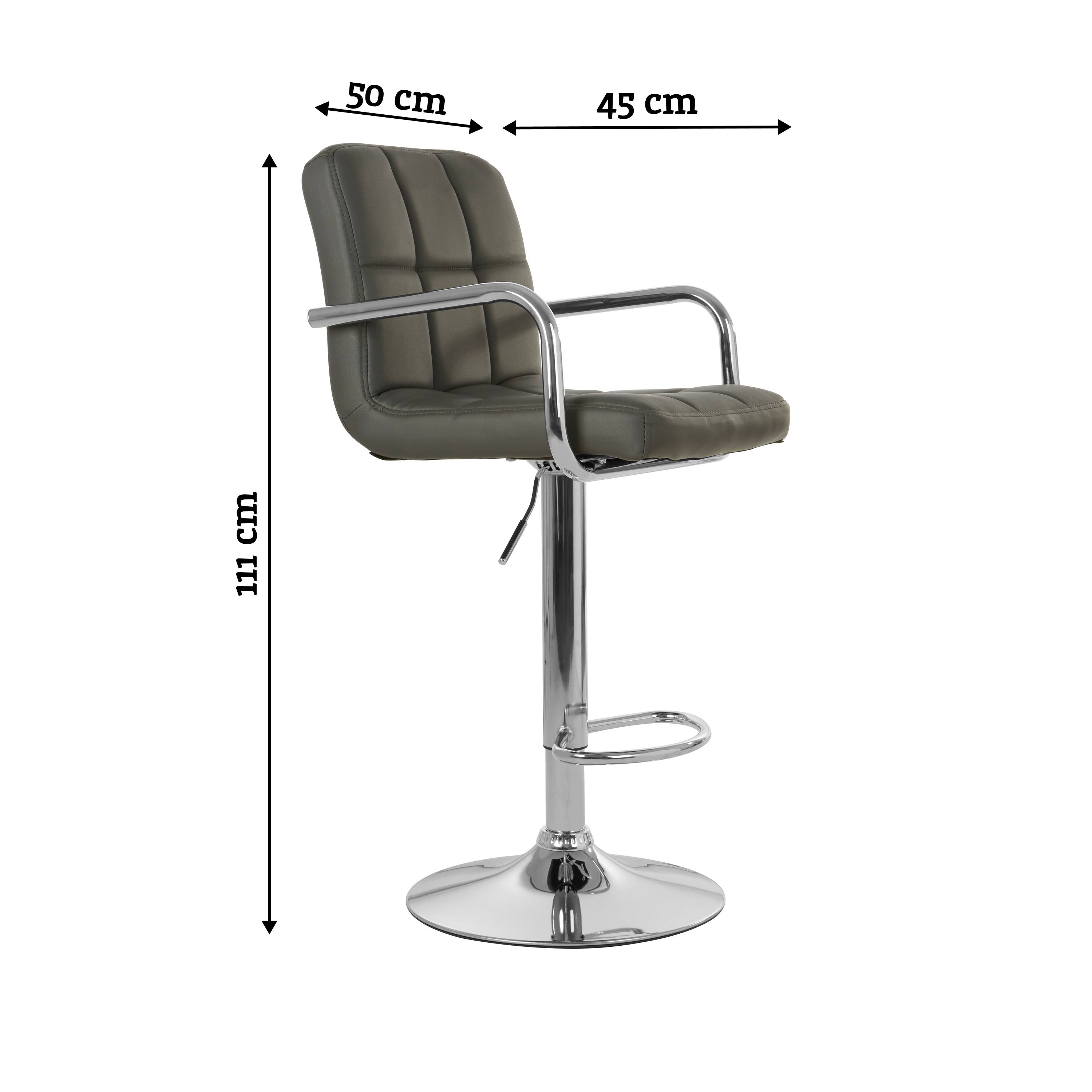 Orsina Starz Leather Effect Bar Chair – Grey & Chrome - Image 4