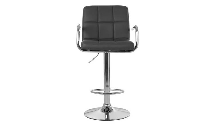 Orsina Starz Leather Effect Bar Chair – Grey & Chrome