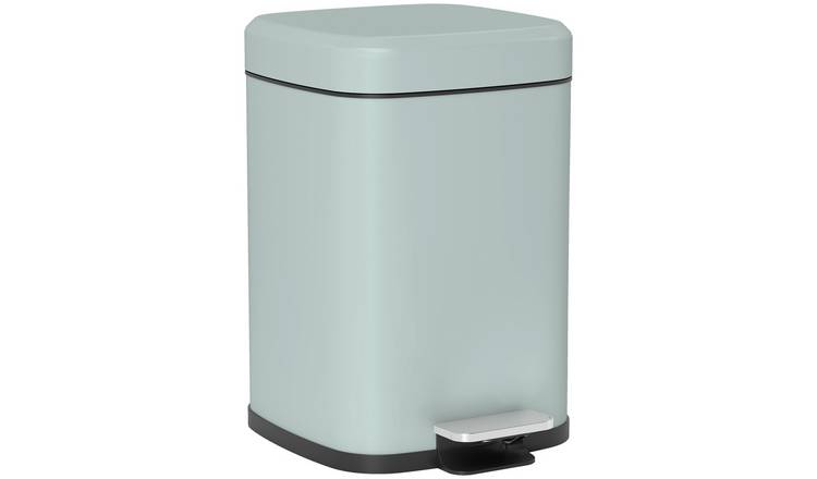 HOMCOM 12L Fingerprint Proof Pedal Bin with Removable Inner Bucket- Light Green