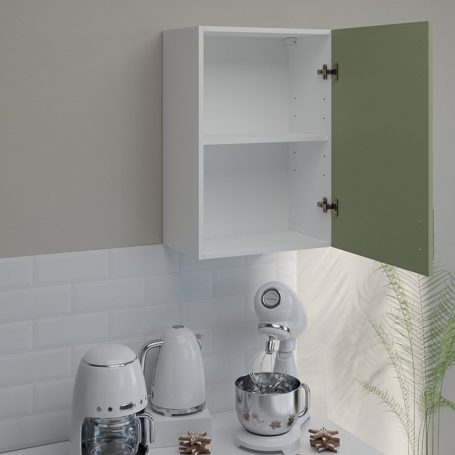 JD Greta 500mm Wall Cabinet with 1 Door - Sage Green Matt - Image 2