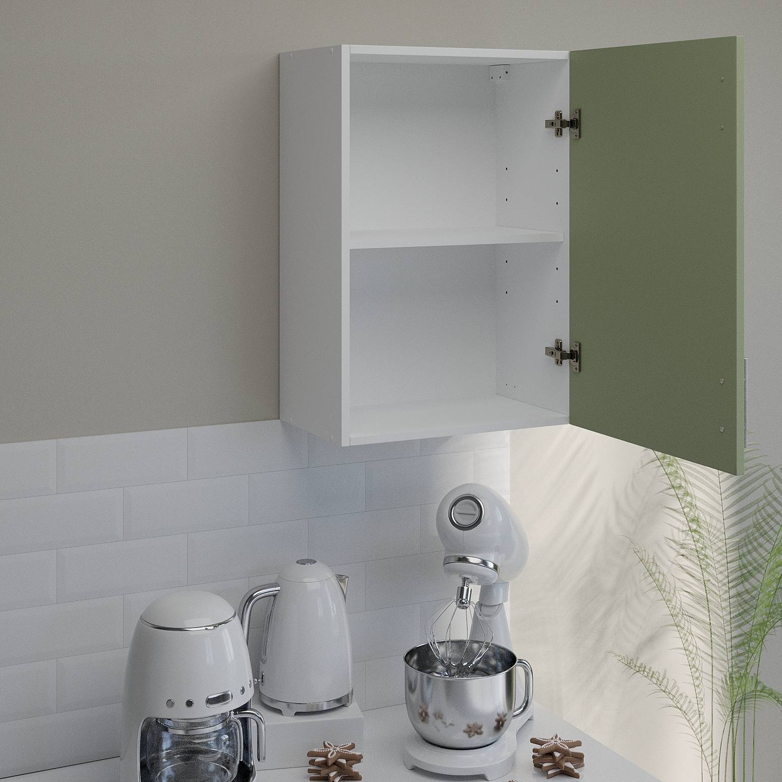 JD Greta 500mm Wall Cabinet with 1 Door - Sage Green Matt - Image 2
