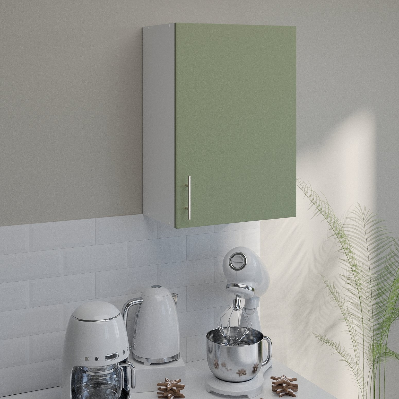 JD Greta 500mm Wall Cabinet with 1 Door - Sage Green Matt - Image 3