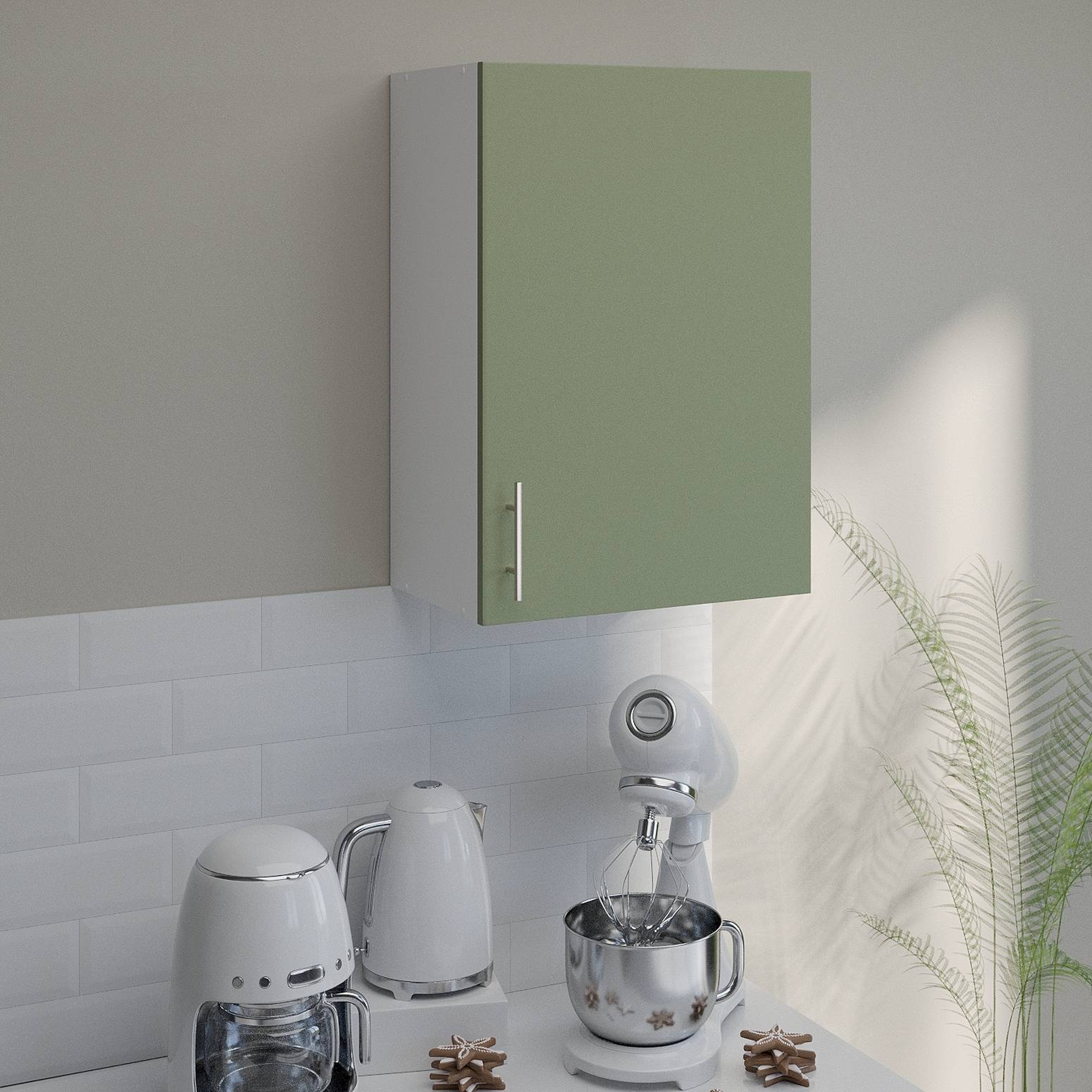 JD Greta 500mm Wall Cabinet with 1 Door - Sage Green Matt - Image 3
