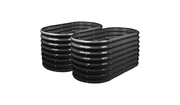 Harbour Housewares Rounded Raised Garden Beds - 120 x 60 x 60cm 2x Anthracite