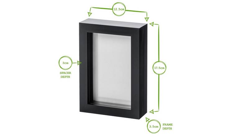 Nicola Spring 3D Box Photo Frames - 4 x 6" - Set of 5 - Black