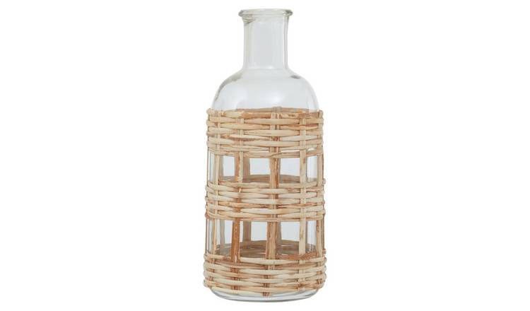 Orsina Kuta Cane and Glass Small Vase - Natural