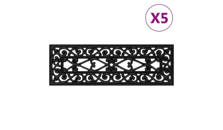 Walplus Pack of 5 4 mm Rubber Carpet Stair Treads - Black - 25 x 75 cm