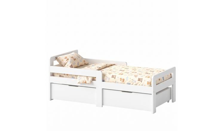 AIYAPLAY 4-14 Years Wooden 2 Drawer Guard Rail Kids Bed Frame