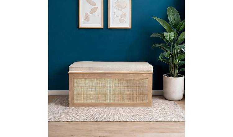 Home Source Astbury Lift-Up Storage Ottoman - Natural