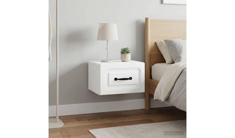 Walplus Pack of 2 Wall Mounted Nightstand - White - 34.5 x 33 x 20 cm