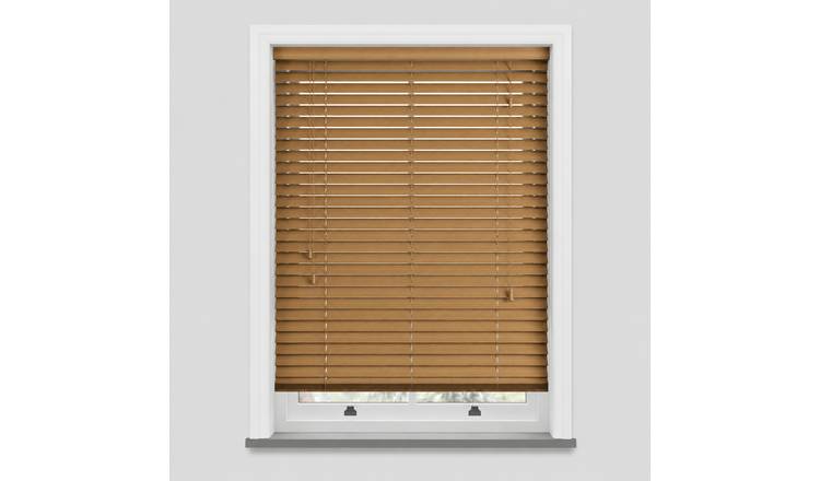 New Edge Blinds Truffle Faux Wood String Venetian Blind - 120cm x 120cm