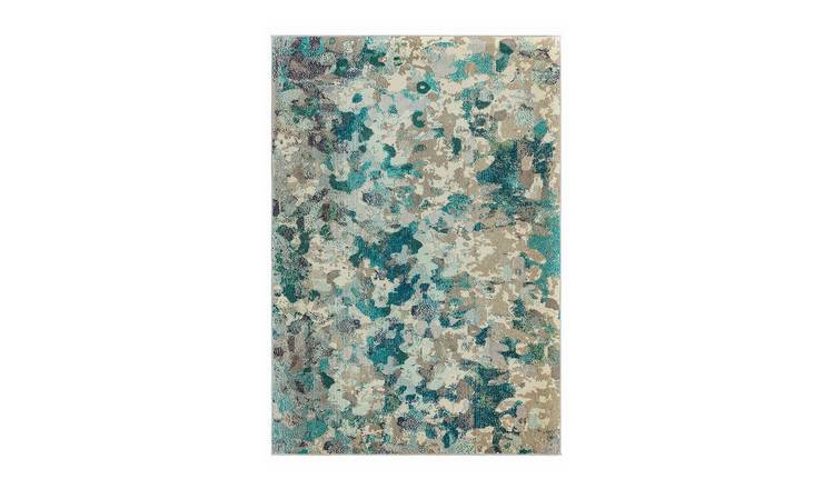 Mega Flooring Blue Modern Abstract Rug - 80 x 150cm