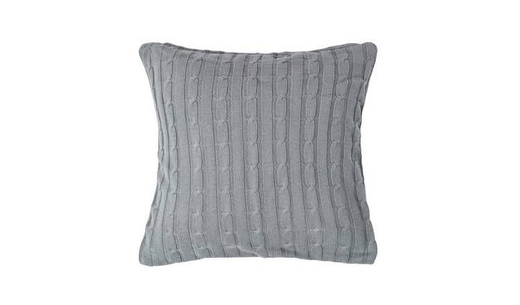Homescapes Grey Cotton Cable Knit Cushion Cover - 45 x 45 cm