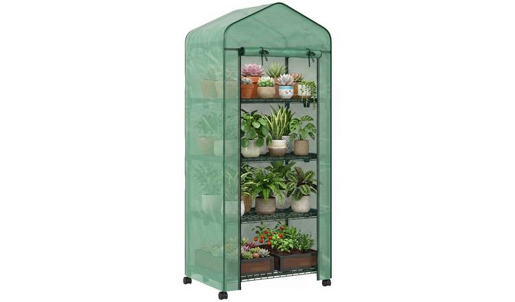 Outsunny Mini Portable Greenhouse with Metal Frame, PE Cover – Green