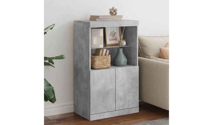 Walplus LED Engineered Wood Sideboard - Concrete Grey - 60.5 x 37 x 100 cm