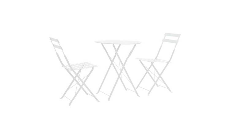 Walplus 3 Piece Steel Folding Bistro Set - White - 60 x 71 cm