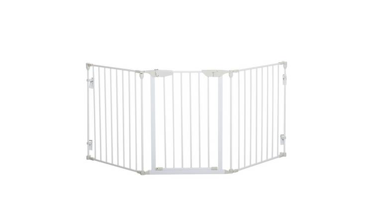 PawHut 3-Panel Metal Foldable Auto Closing Pet Safety Gate - White