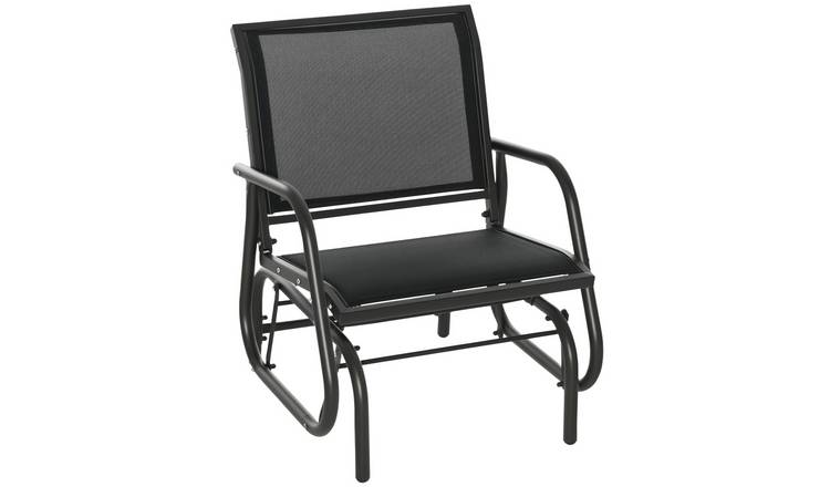 Outsunny Outdoor Garden Glider Chair with Metal Frame - Black Dark Grey