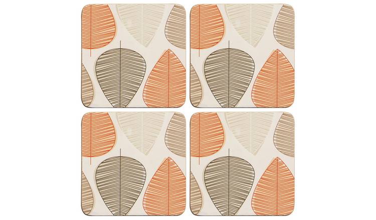 Orsina Set Of 4 Cork Coasters - Orange