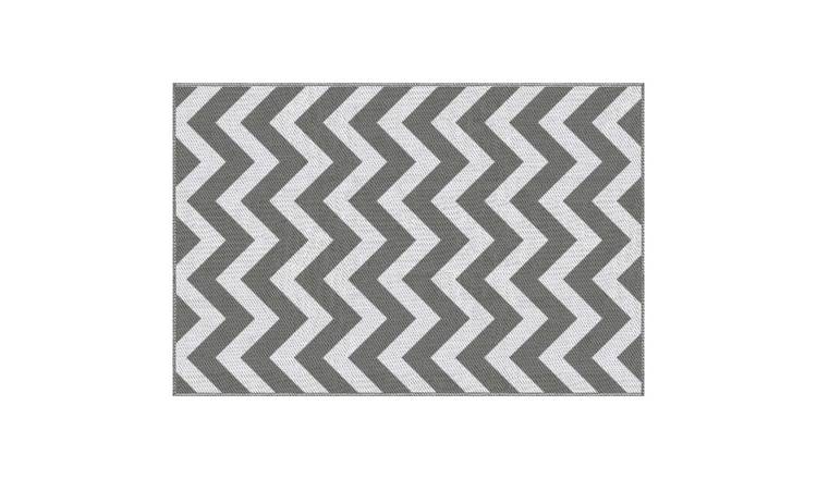 Outsunny Portable Rug for Garden Deck Picnic - Grey and White