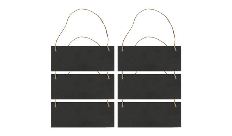 Nicola Spring Rectangle Slate Memo Boards with Rope - Black Set of 6