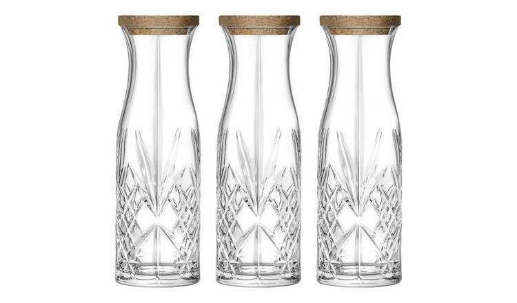 RCR Crystal Melodia Glass Carafes with Cork Lid 1L - Pack of 3