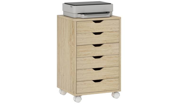 HOMCOM 6 Drawer Under Desk Vertical File Cabinet - Black