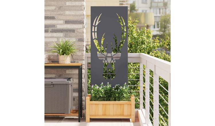 Walplus Antler Design Garden Privacy Screen - Anthracite - 50 x 1.7 x 140 cm