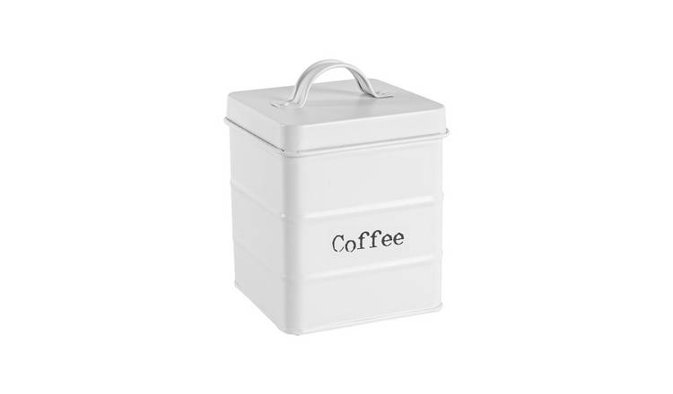 Harbour Housewares Vintage Metal Kitchen Coffee Canister - White