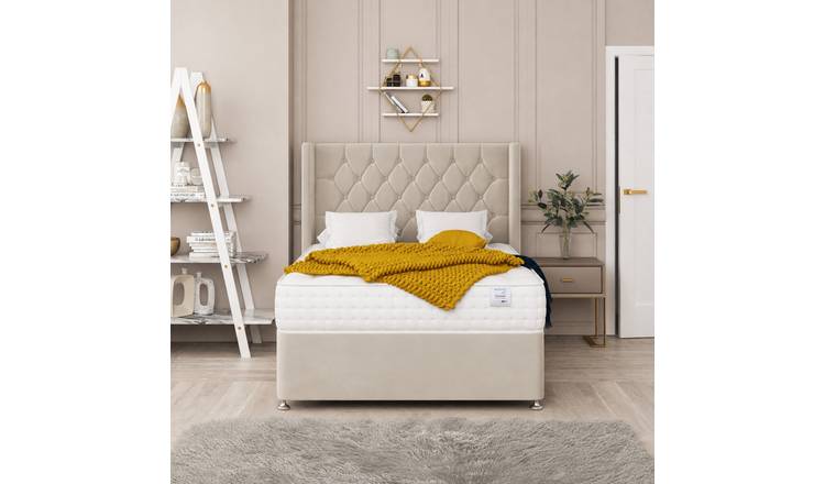 Bed Choices Deluxe Double 2 Drawer 54" Headboard Divan Bed Set - Cream