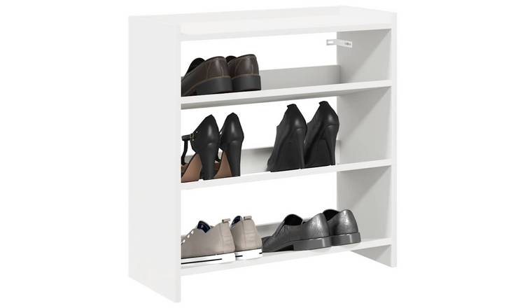 Walplus Engineered Wood Shoe Rack - White - 60 x 25 x 62 cm