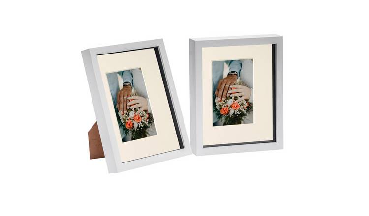 Nicola Spring 3D Box Photo Frames - 8 x 10" with Mount - Set of 2 - White