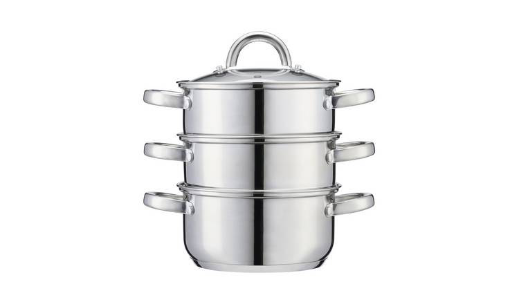 Cooks Professional 3 Tier Stainless Steel Steamer Pan with Lid - 16cm