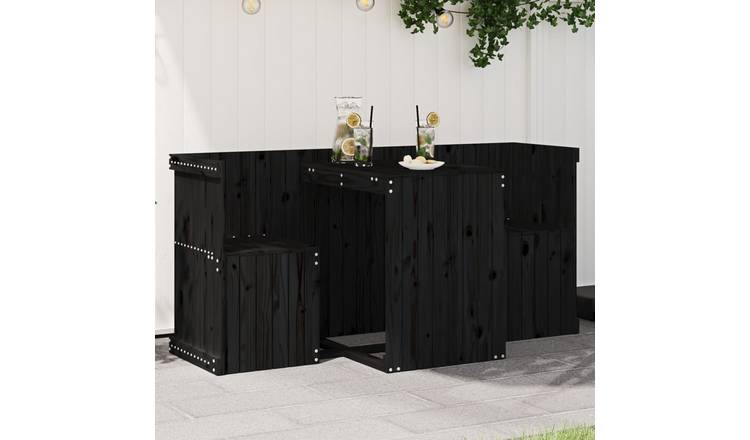Walplus Wood Outdoor Furniture Set - Black - 68.5 x 46 cm