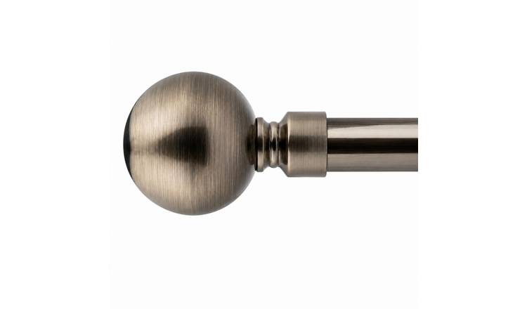 New Edge Blinds 16-19mm Black Silk Ball Eyelet Curtain Pole - 160cm - 300cm