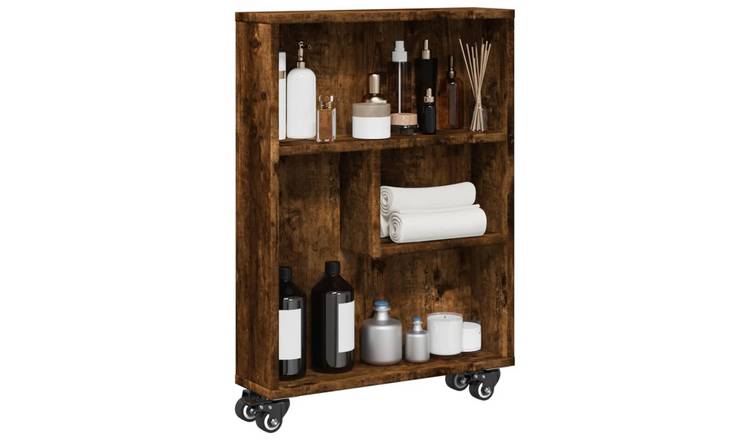 Walplus Engineered Wood Narrow Storage Cabinet - Dark Oak - 48 x 13 x 68 cm