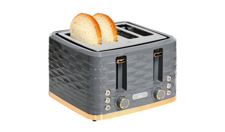 HOMCOM 4 Slice Toaster with 7 Browning Levels and Water Ripple Effect - Grey