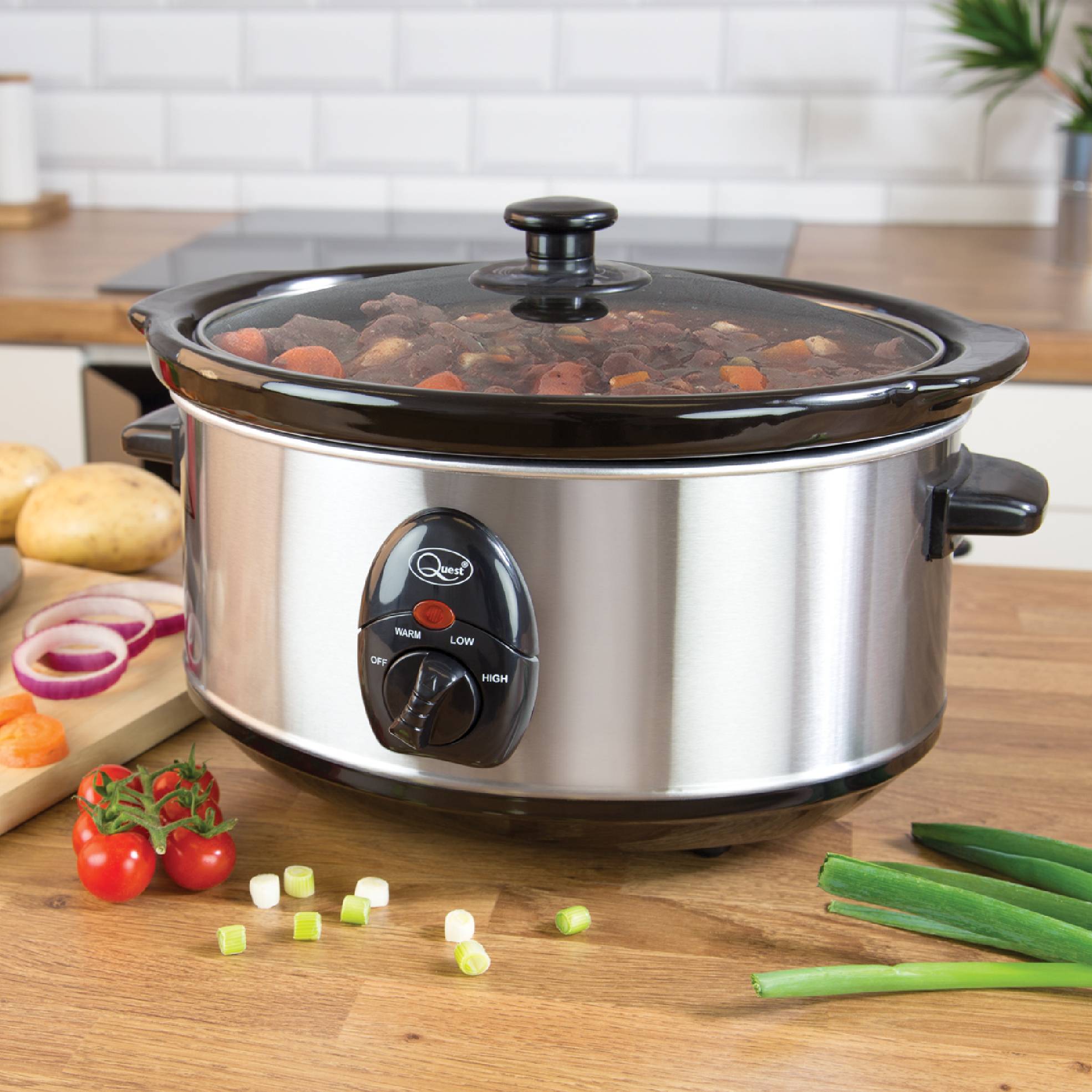 Quest 3.5L Slow Cooker - Stainless Steel - Image 2