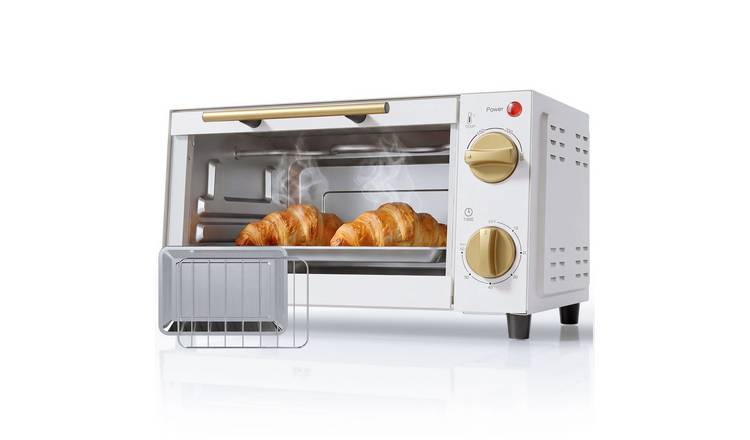 HOMCOM 9L Mini Oven with Adjustable Temperature and Timer - White