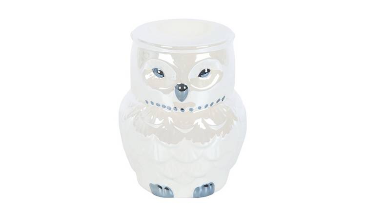 Something Different Iridescent Owl Oil Burner - White