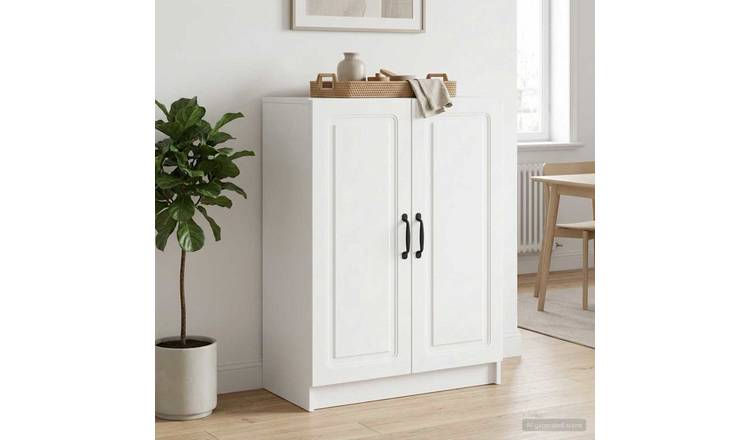 Walplus 2 Door Engineered Wood Sideboard 2 Shelf - White - 66 x 34.5 x 87 cm