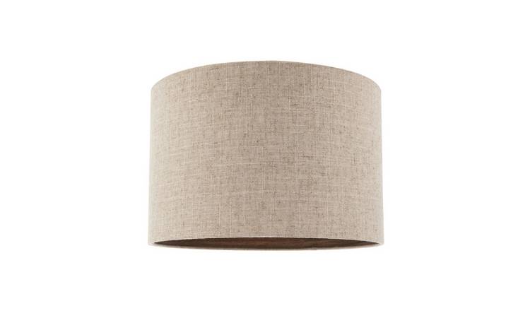 Happy Homewares Vintage Natural Linen in Oatmeal with Wood Lampshade - 30cm