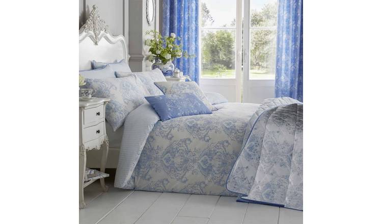 Homescapes Cotton French Toile Blue Bedding Set - Single